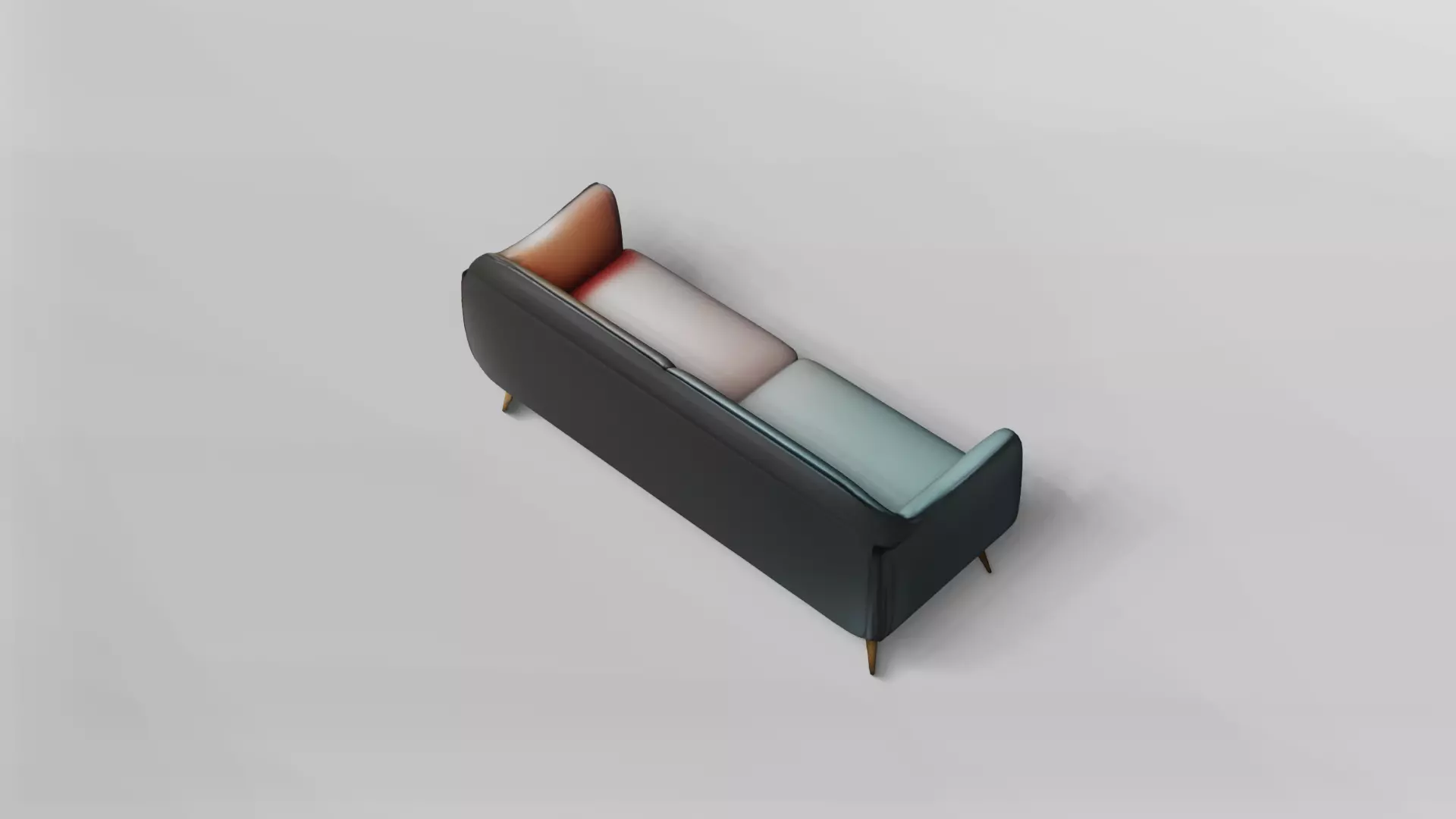 Modern Two-Tone Upholstered Sofa with Wooden Legs 3D model_4