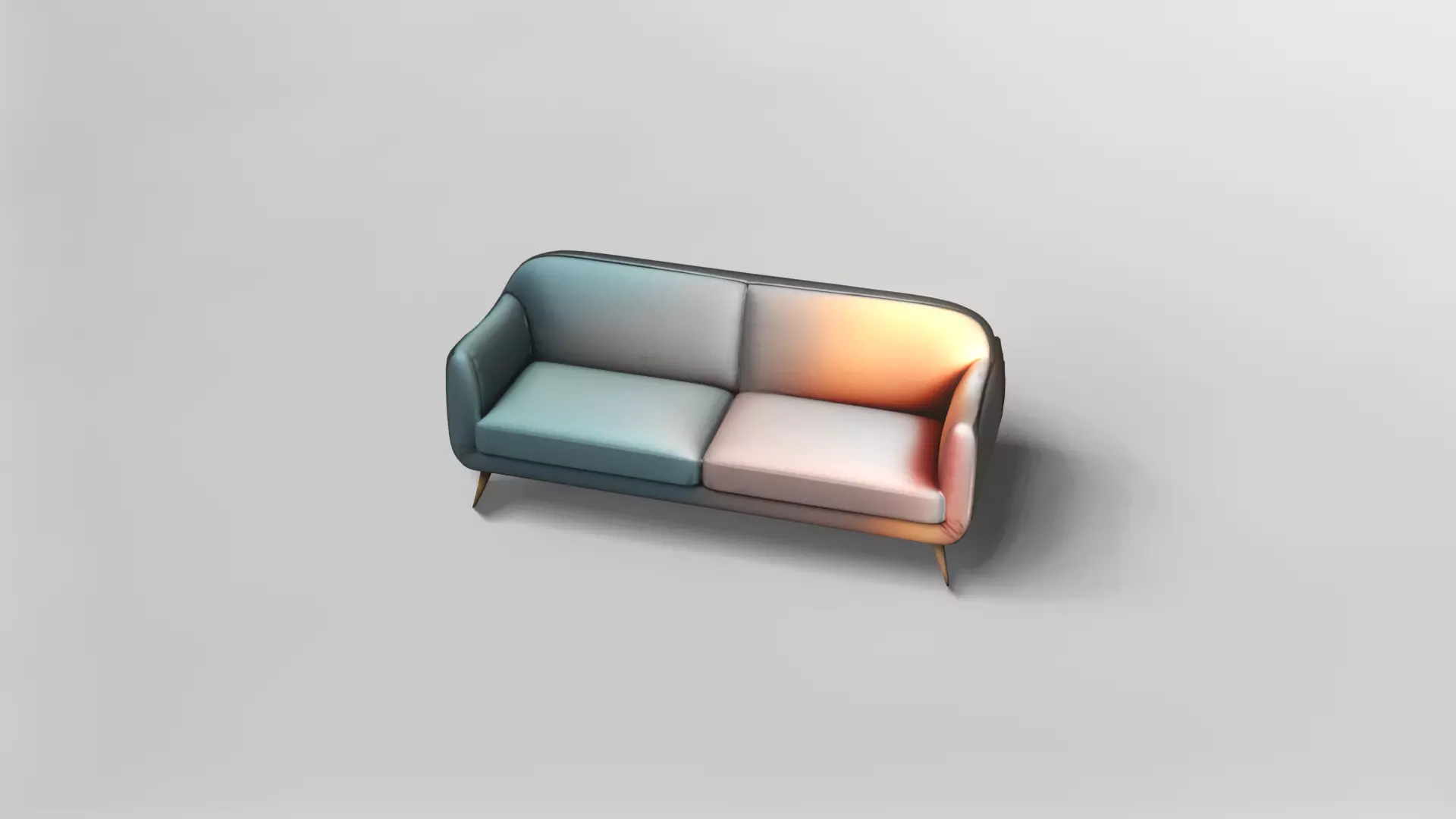 Modern Two-Tone Upholstered Sofa with Wooden Legs 3D model_1
