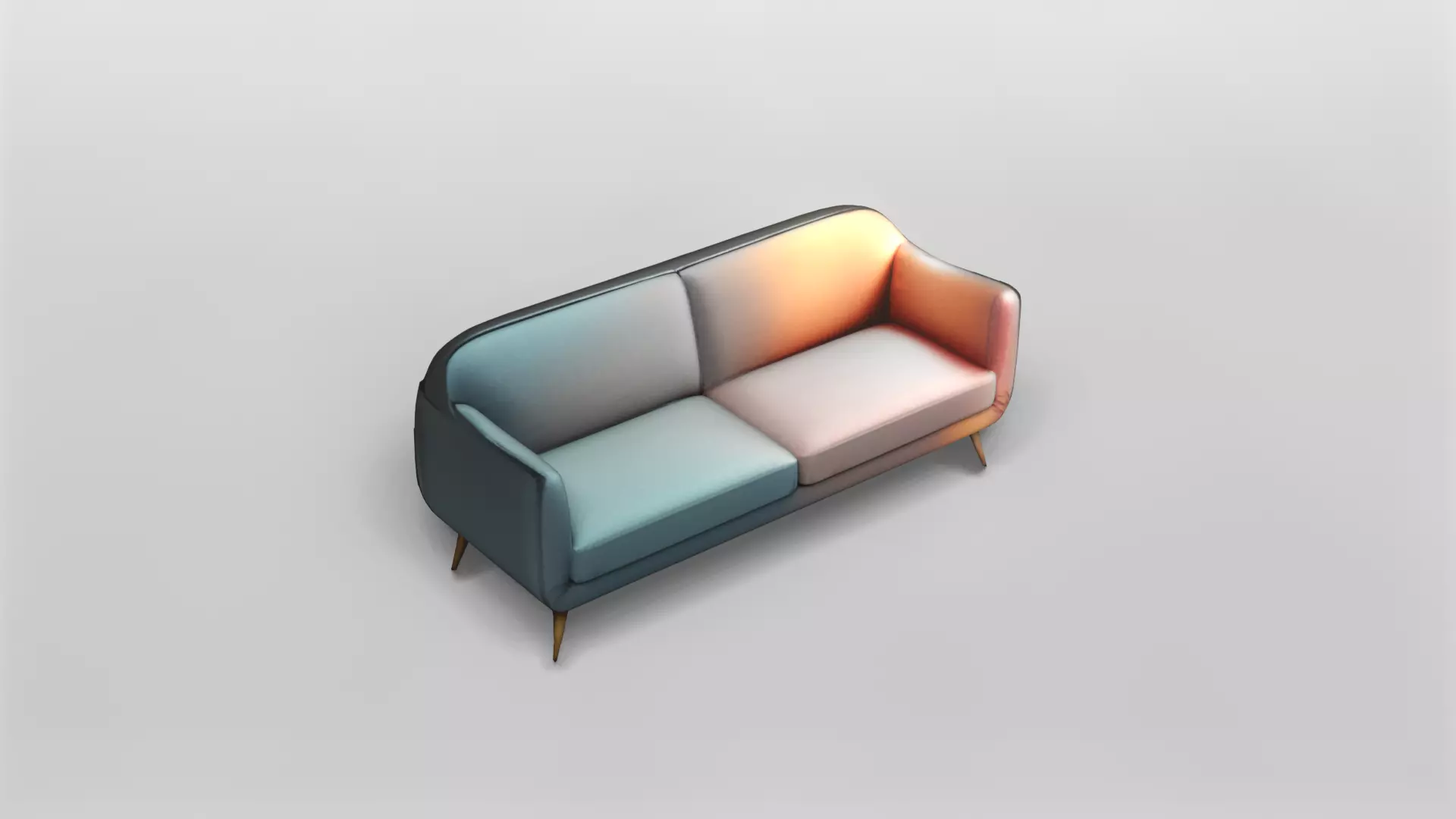 Modern Two-Tone Upholstered Sofa with Wooden Legs 3D model_0