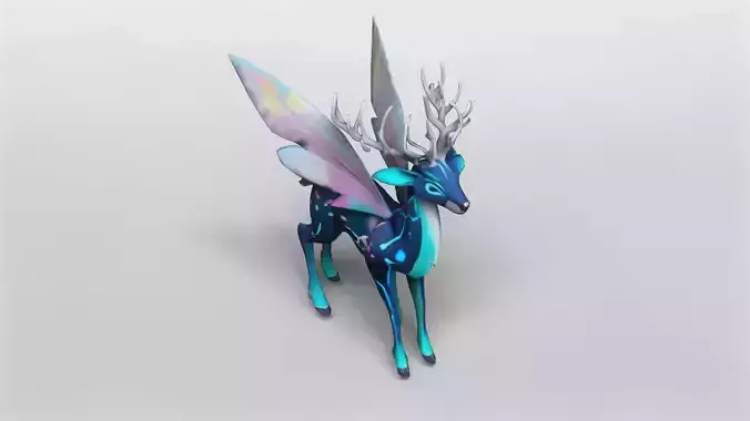 Mystical Neon Fairy Deer 3D Model