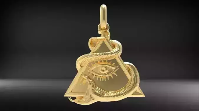 Serpent Triangle Evil Eye Pendant 3D print model
