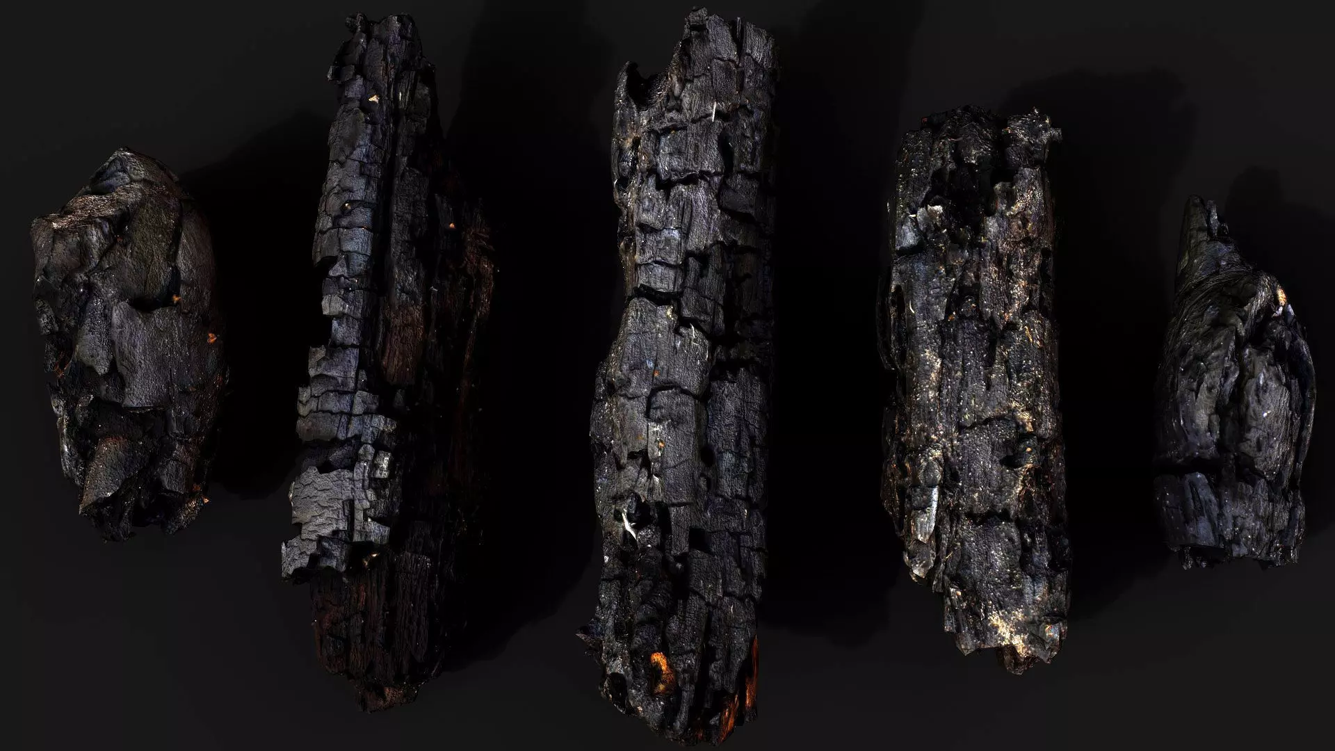 wood debris burned chunks detail PBR photogrammetry Low-poly 3D model_1
