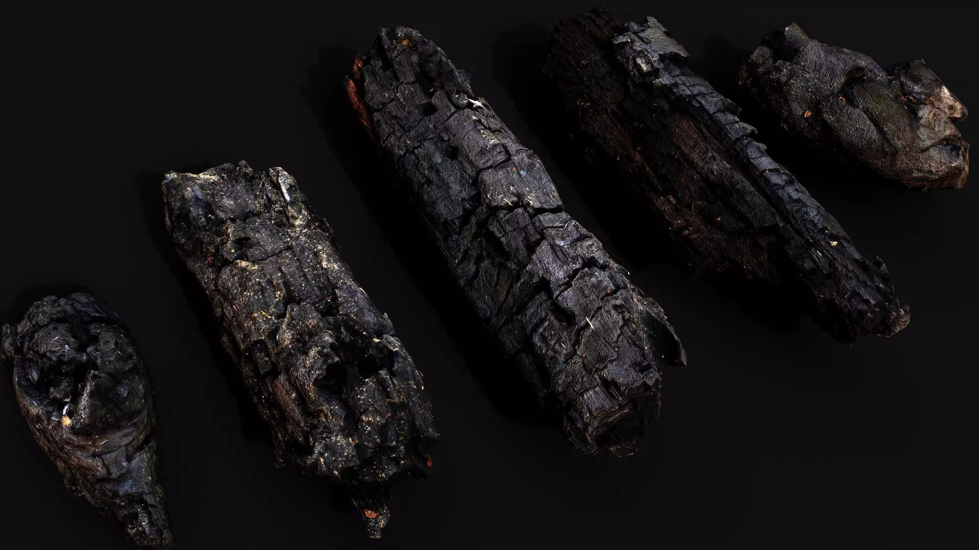 wood debris burned chunks detail PBR photogrammetry Low-poly 3D model_3