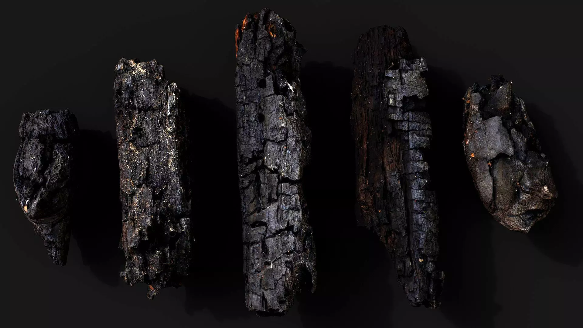 wood debris burned chunks detail PBR photogrammetry Low-poly 3D model_0