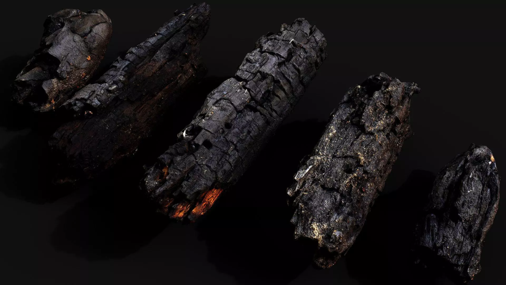 wood debris burned chunks detail PBR photogrammetry Low-poly 3D model_4