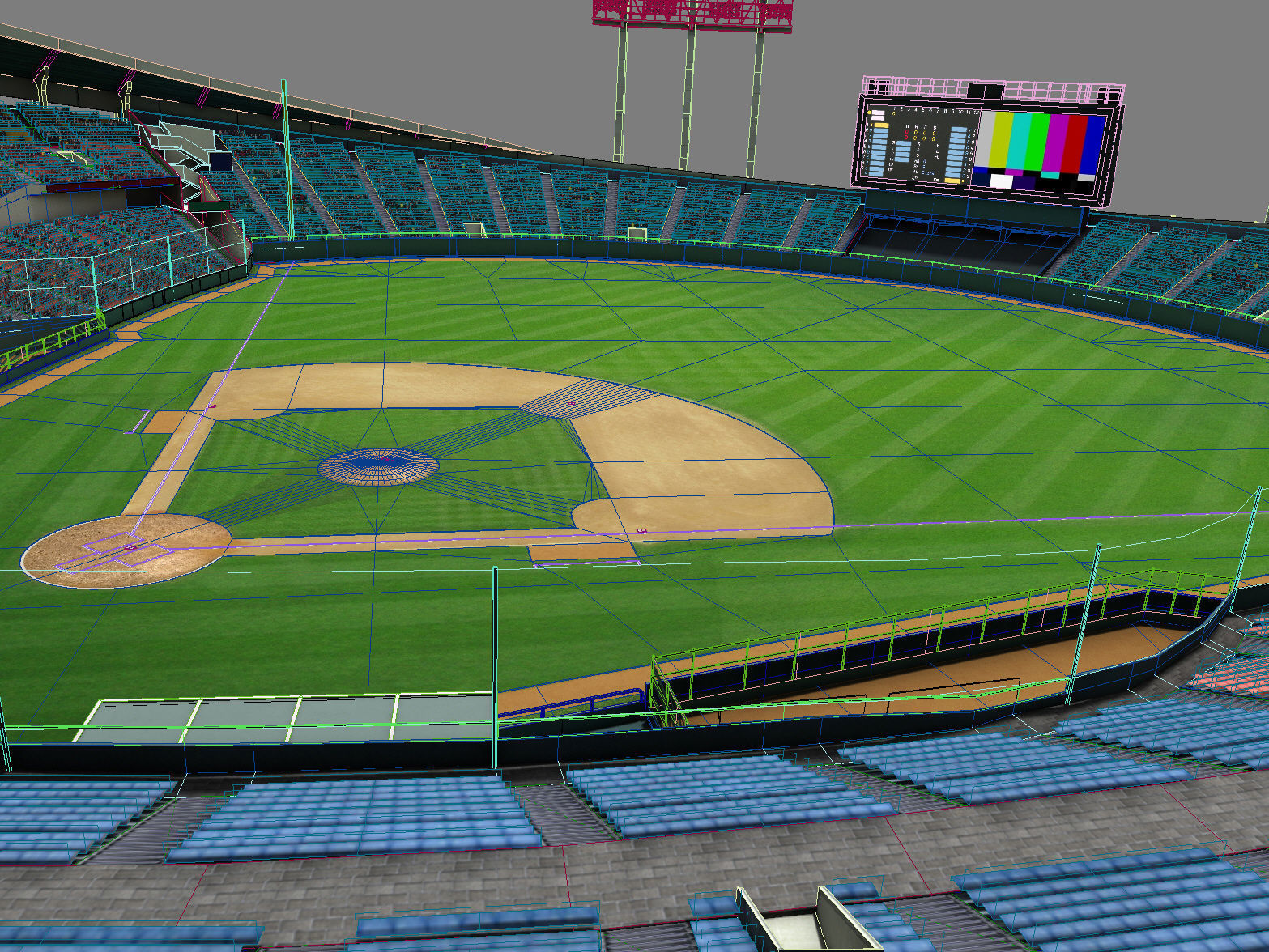 baseball stadium Low-poly 3D model_7