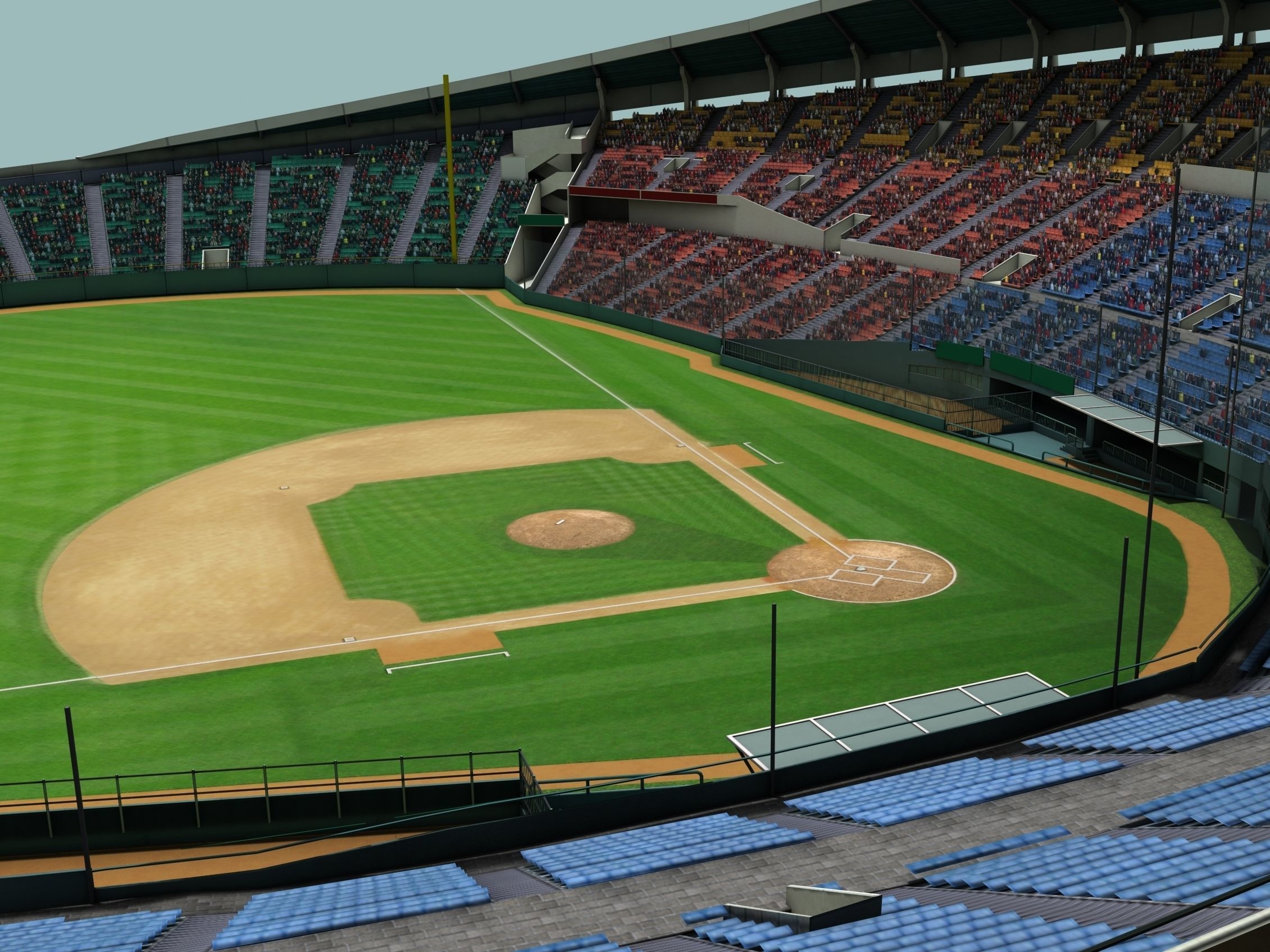 baseball stadium Low-poly 3D model_5
