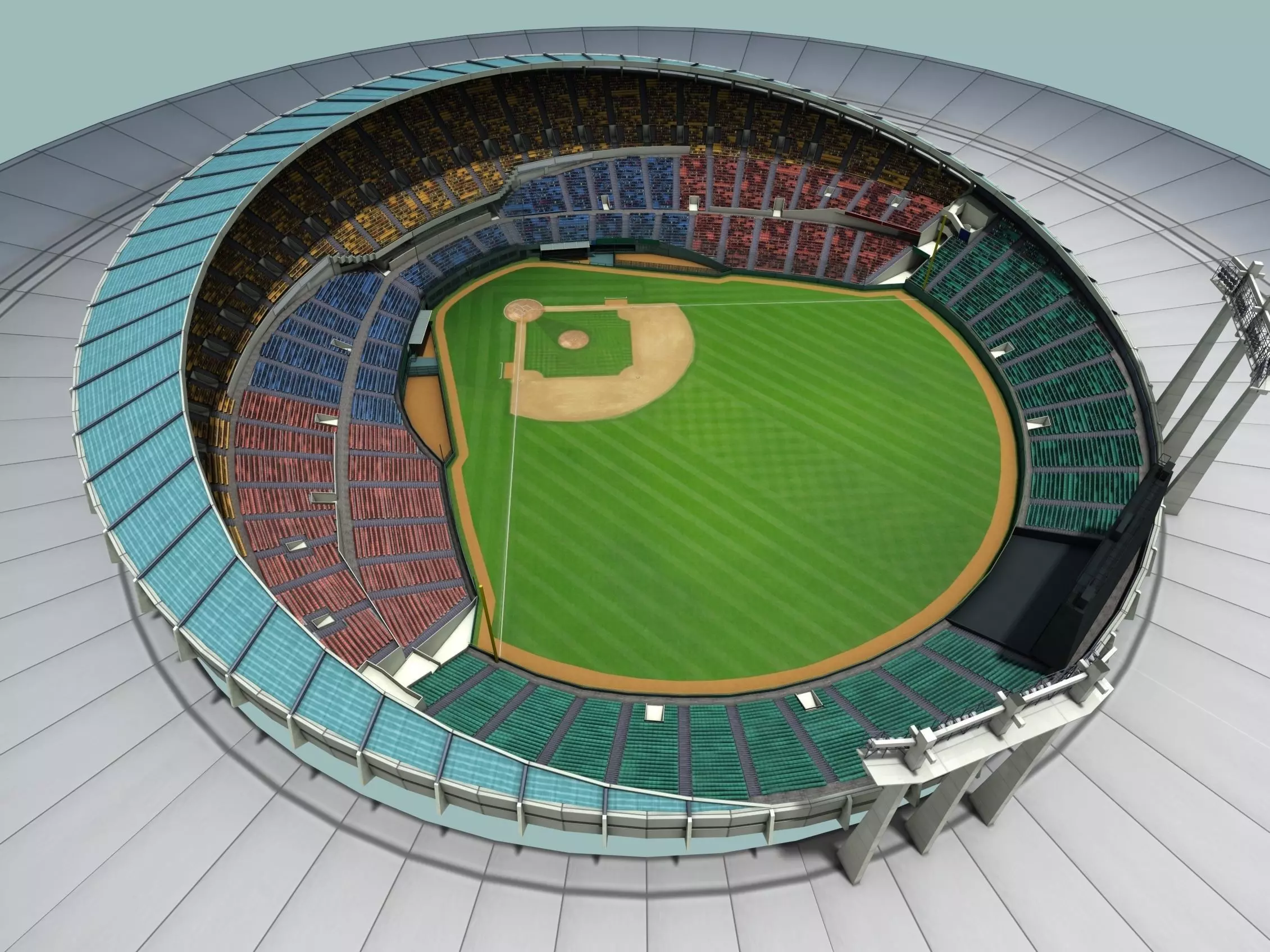 baseball stadium Low-poly 3D model_0
