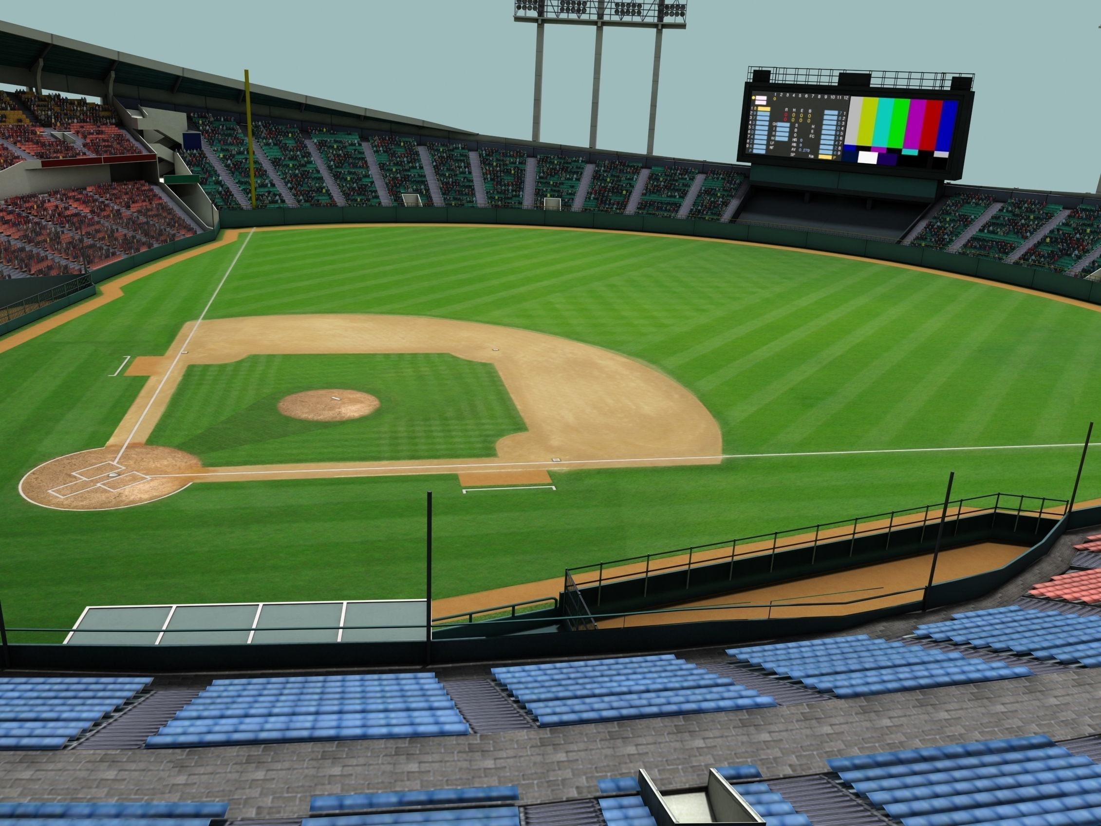 baseball stadium Low-poly 3D model_6