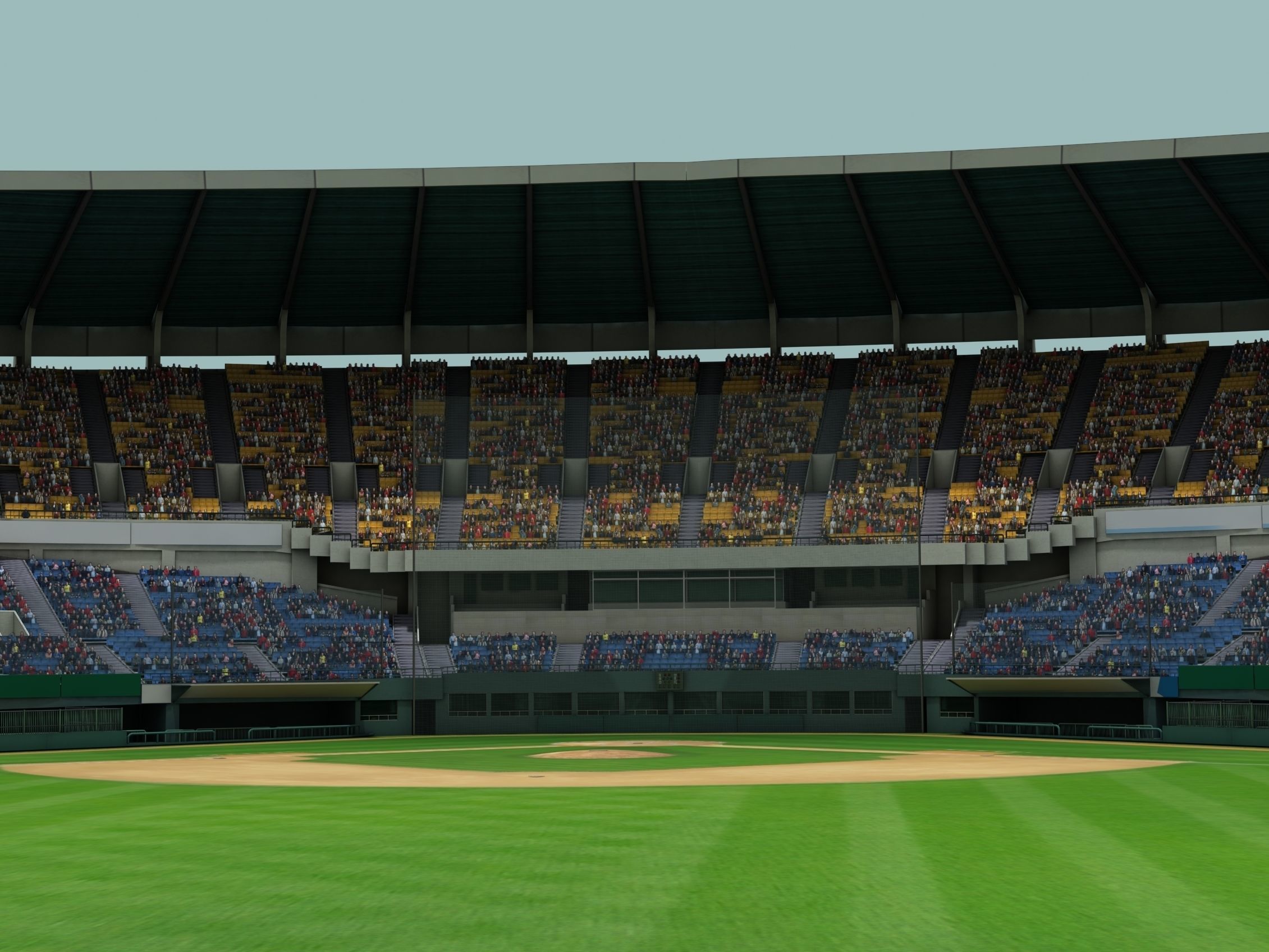 baseball stadium Low-poly 3D model_3