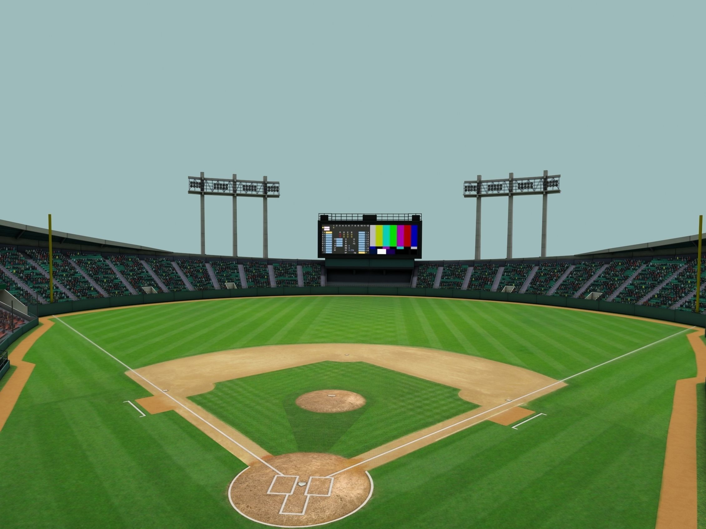 baseball stadium Low-poly 3D model_1