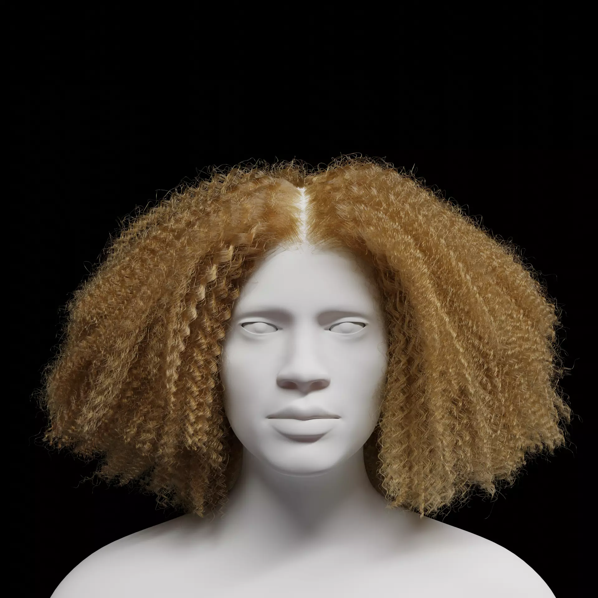 Middle Part Curls 3D model_3