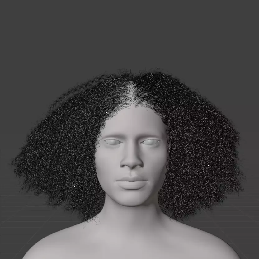 Middle Part Curls 3D model_7
