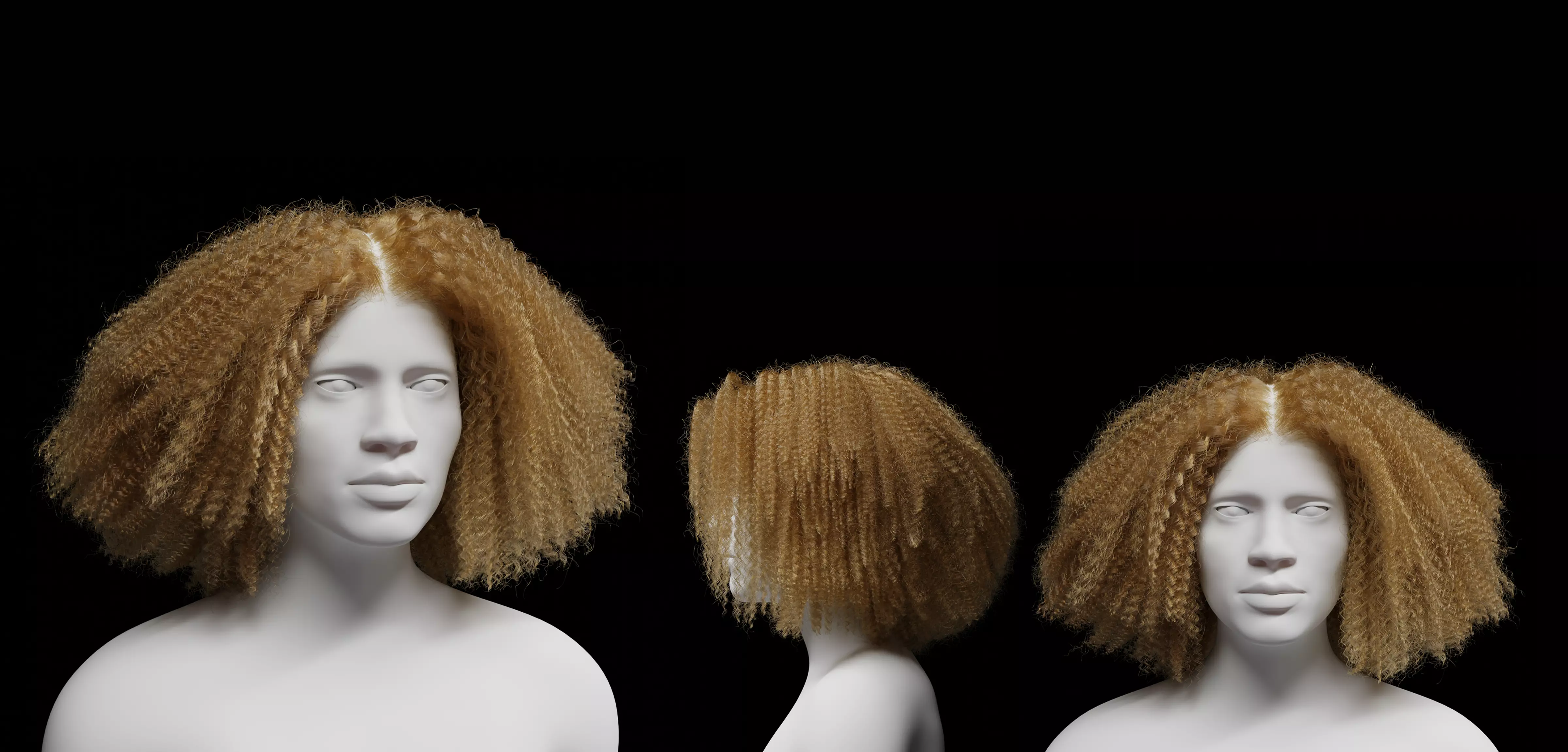 Middle Part Curls 3D model_0