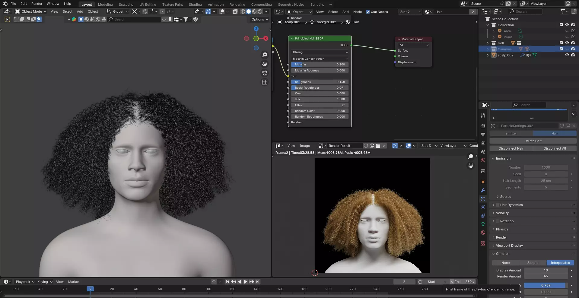 Middle Part Curls 3D model_29