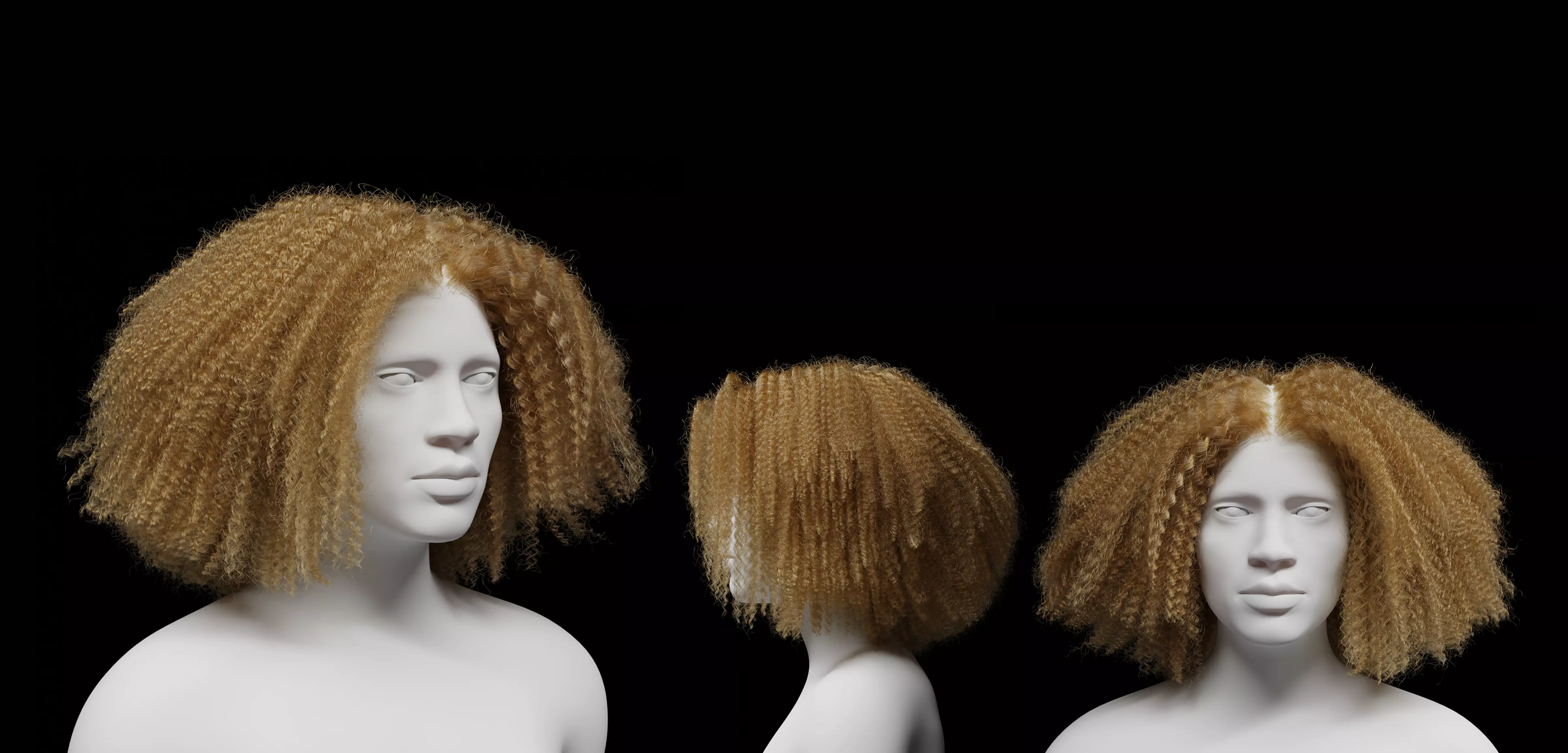 Middle Part Curls 3D model_1