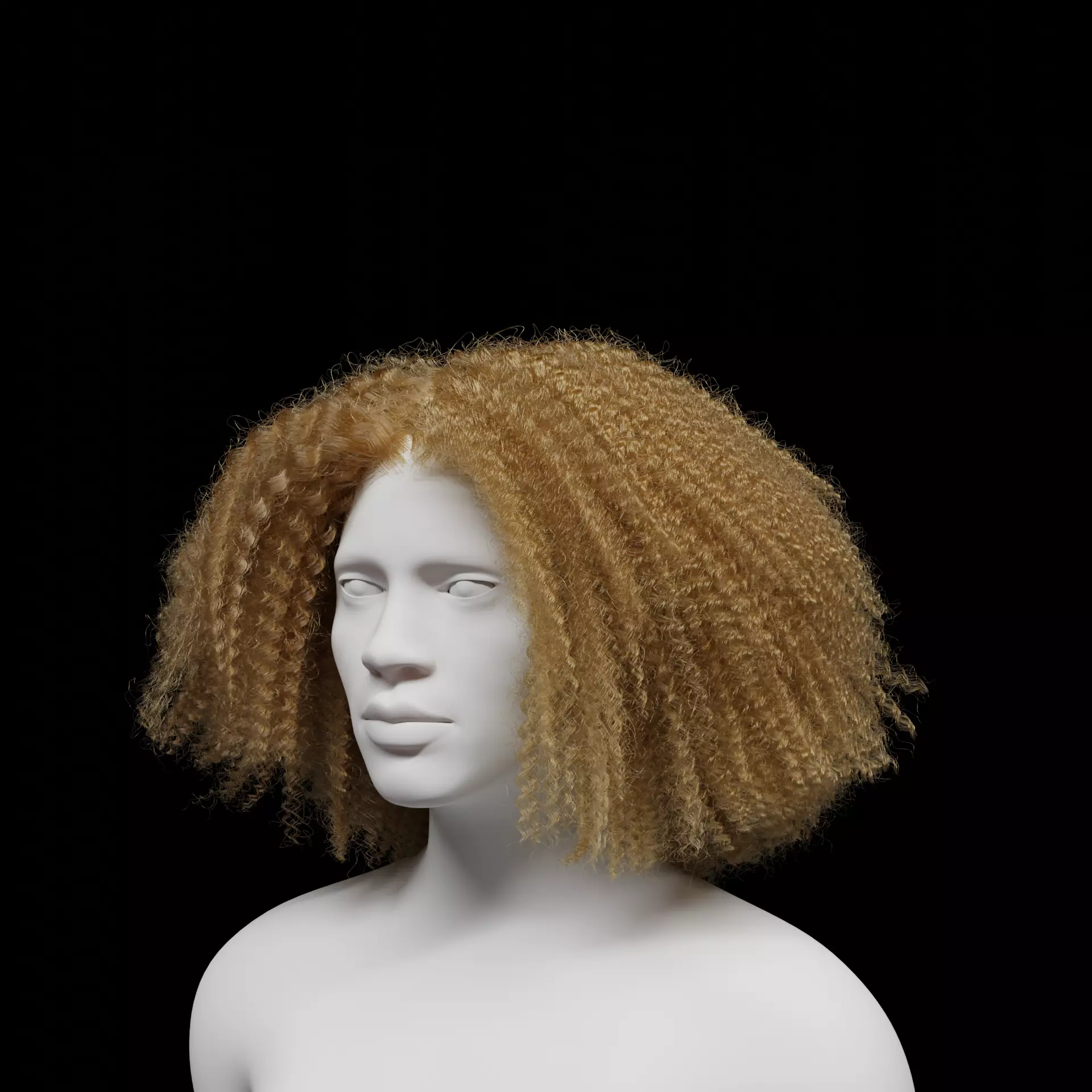 Middle Part Curls 3D model_2
