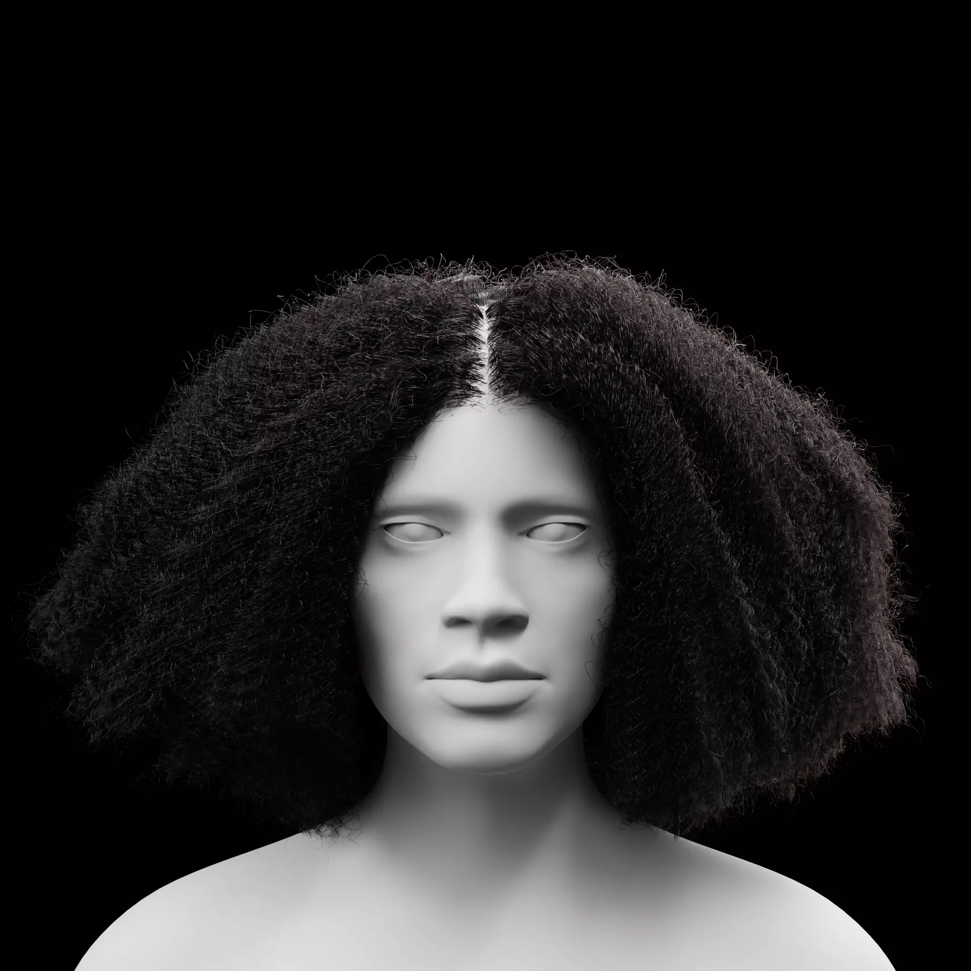 Middle Part Curls 3D model_4