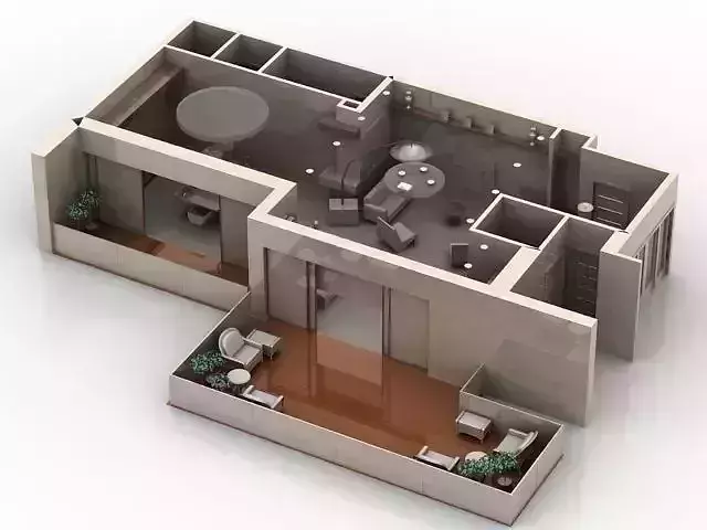 living room plan 3D model