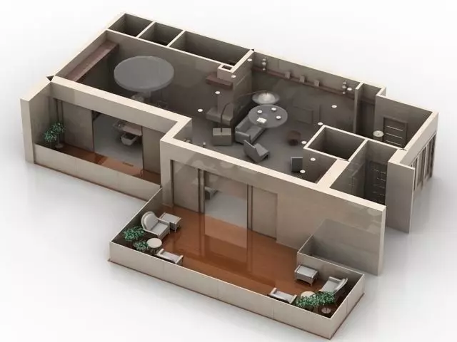 living room plan 3D model_0