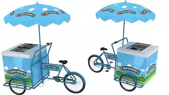 Ben and Jerry Ice Cream Cart 3D model 2