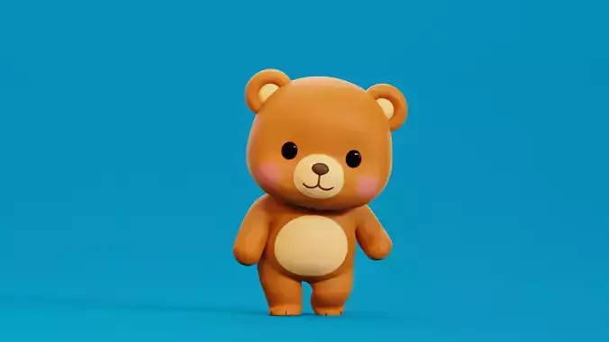 Cartoon Bear Chibi Kawaii Character  Rigged Animated
