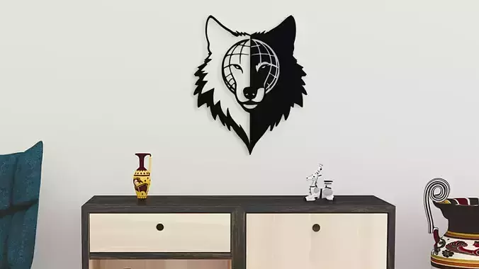 Yin Yang Wolf Globe Wall Decor