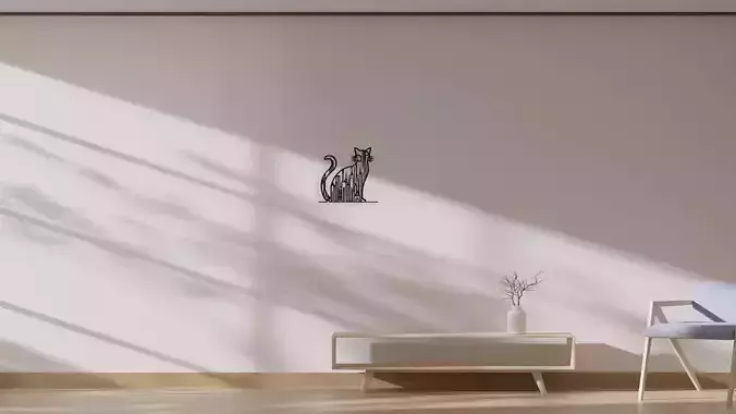 Cat Cityscape Skyline Wall Art Decor