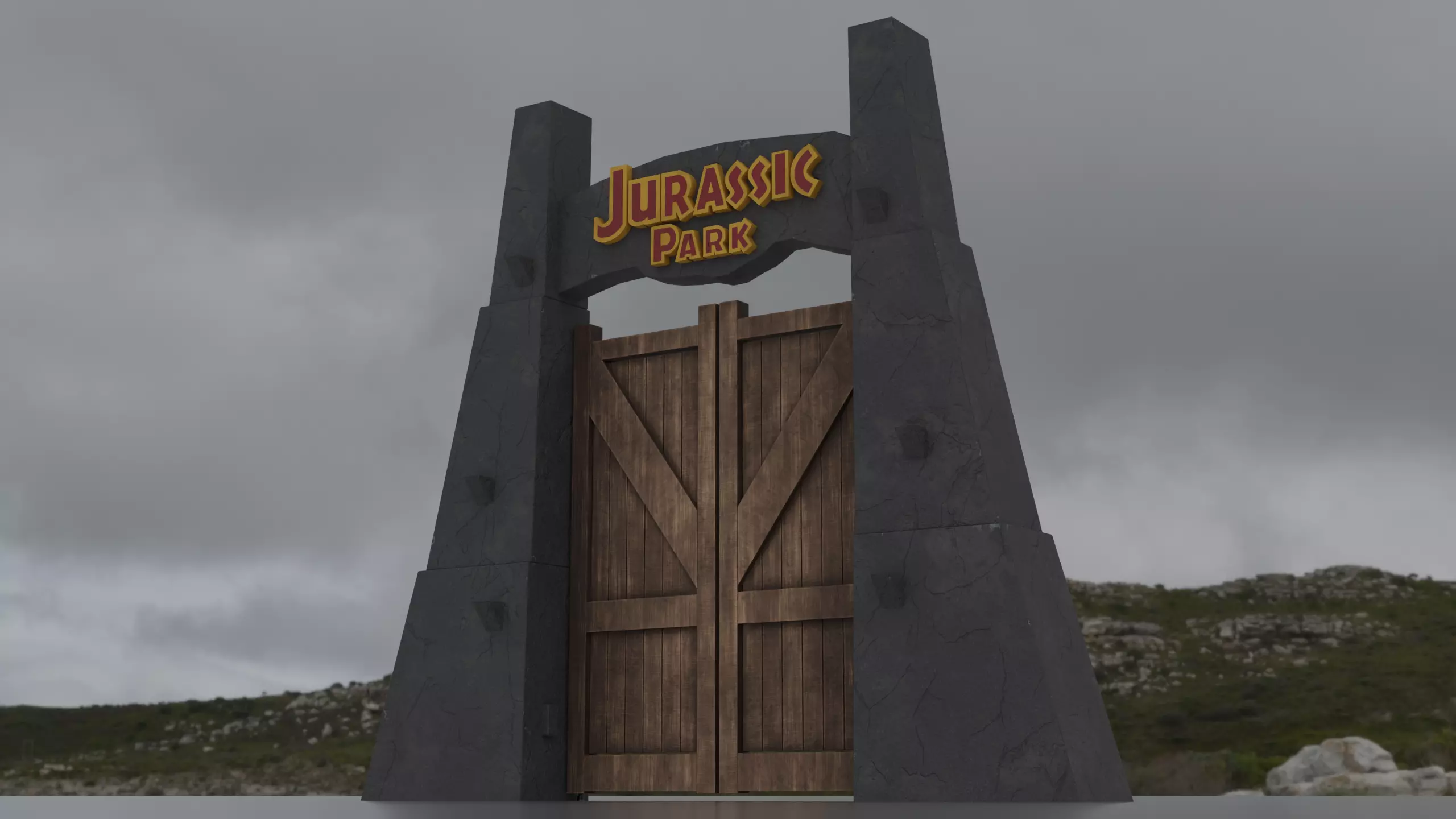 Jurassic Themed - Main Gate Low-poly 3D model_8