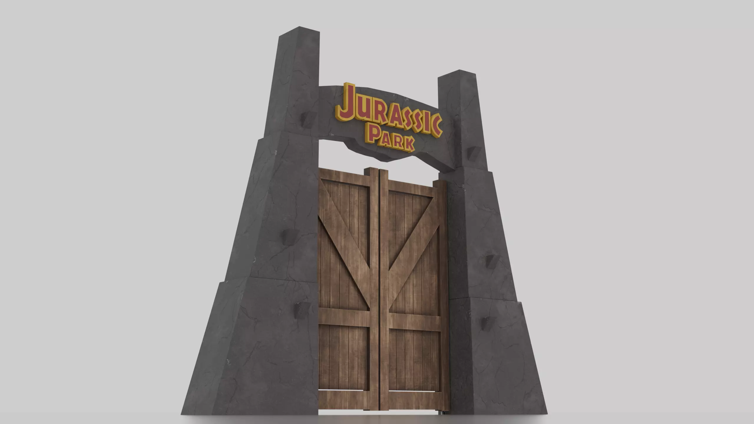 Jurassic Themed - Main Gate Low-poly 3D model_2