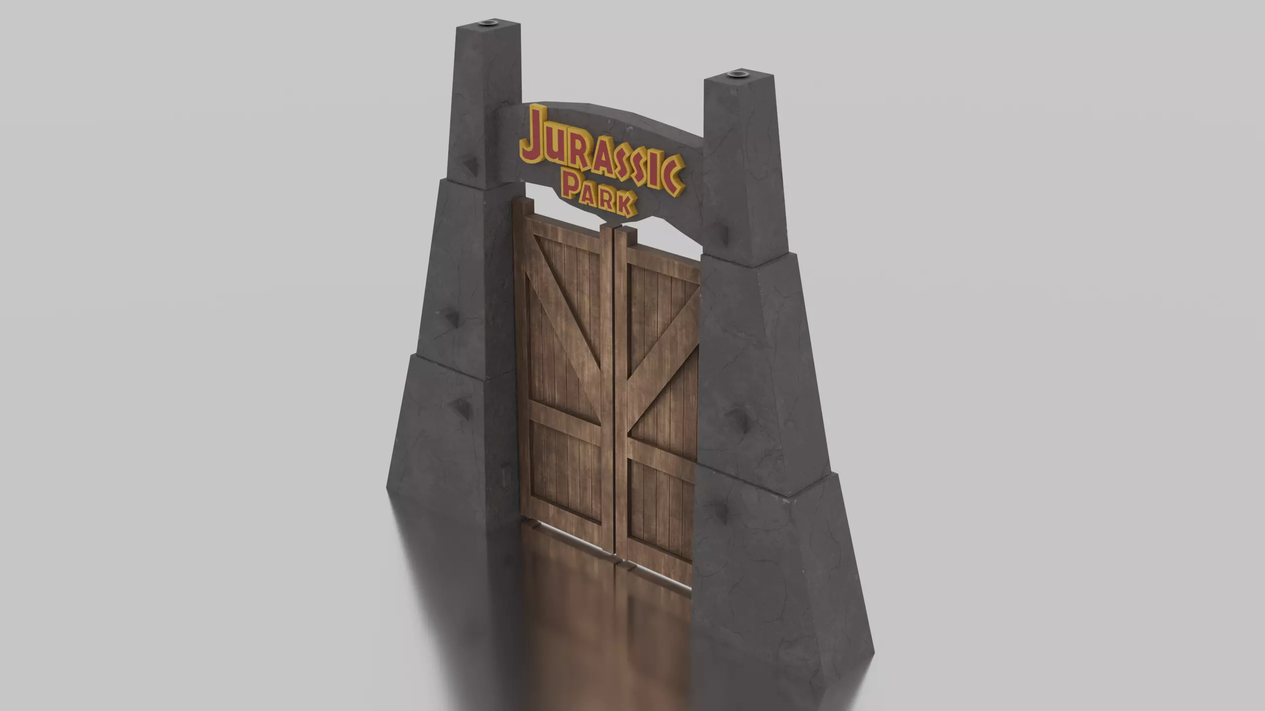Jurassic Themed - Main Gate Low-poly 3D model_1