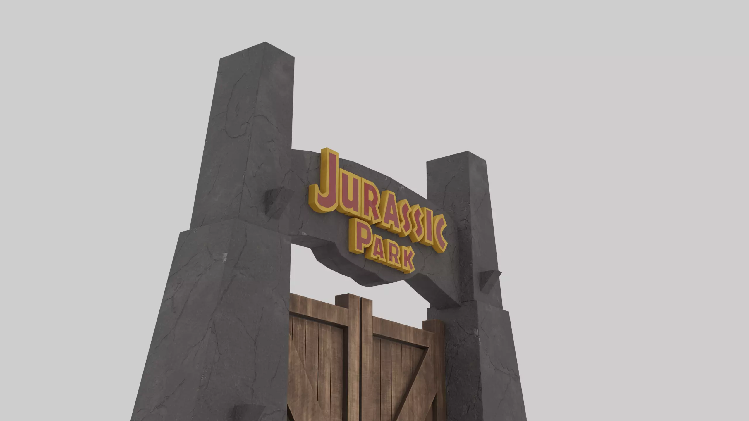 Jurassic Themed - Main Gate Low-poly 3D model_6