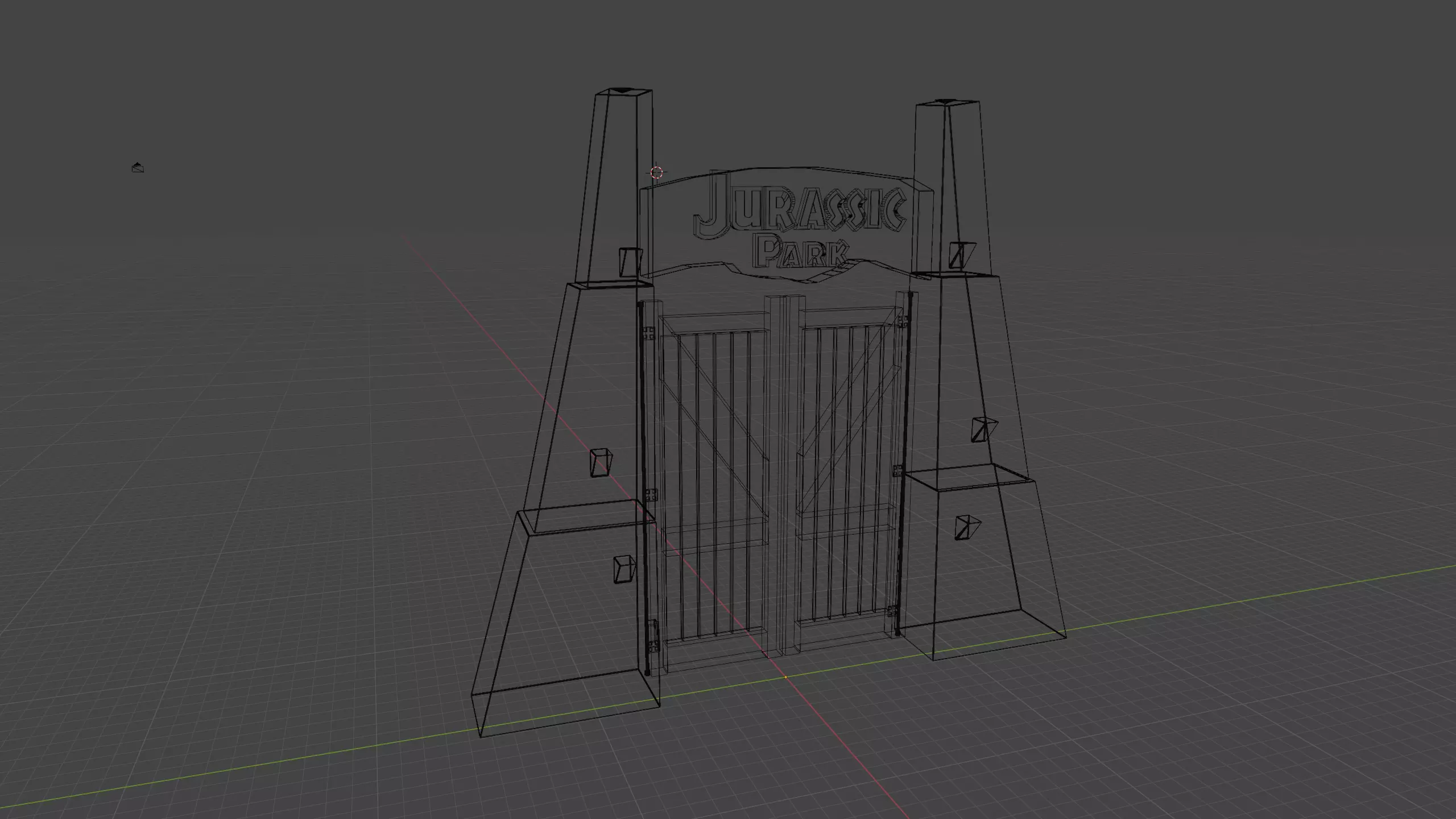 Jurassic Themed - Main Gate Low-poly 3D model_10