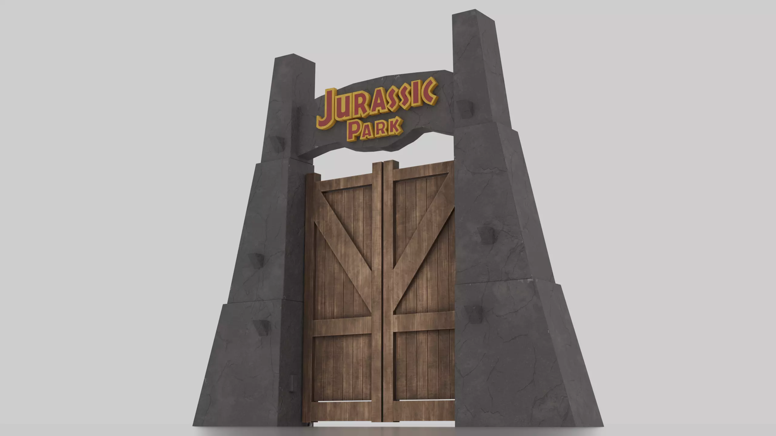 Jurassic Themed - Main Gate Low-poly 3D model_0
