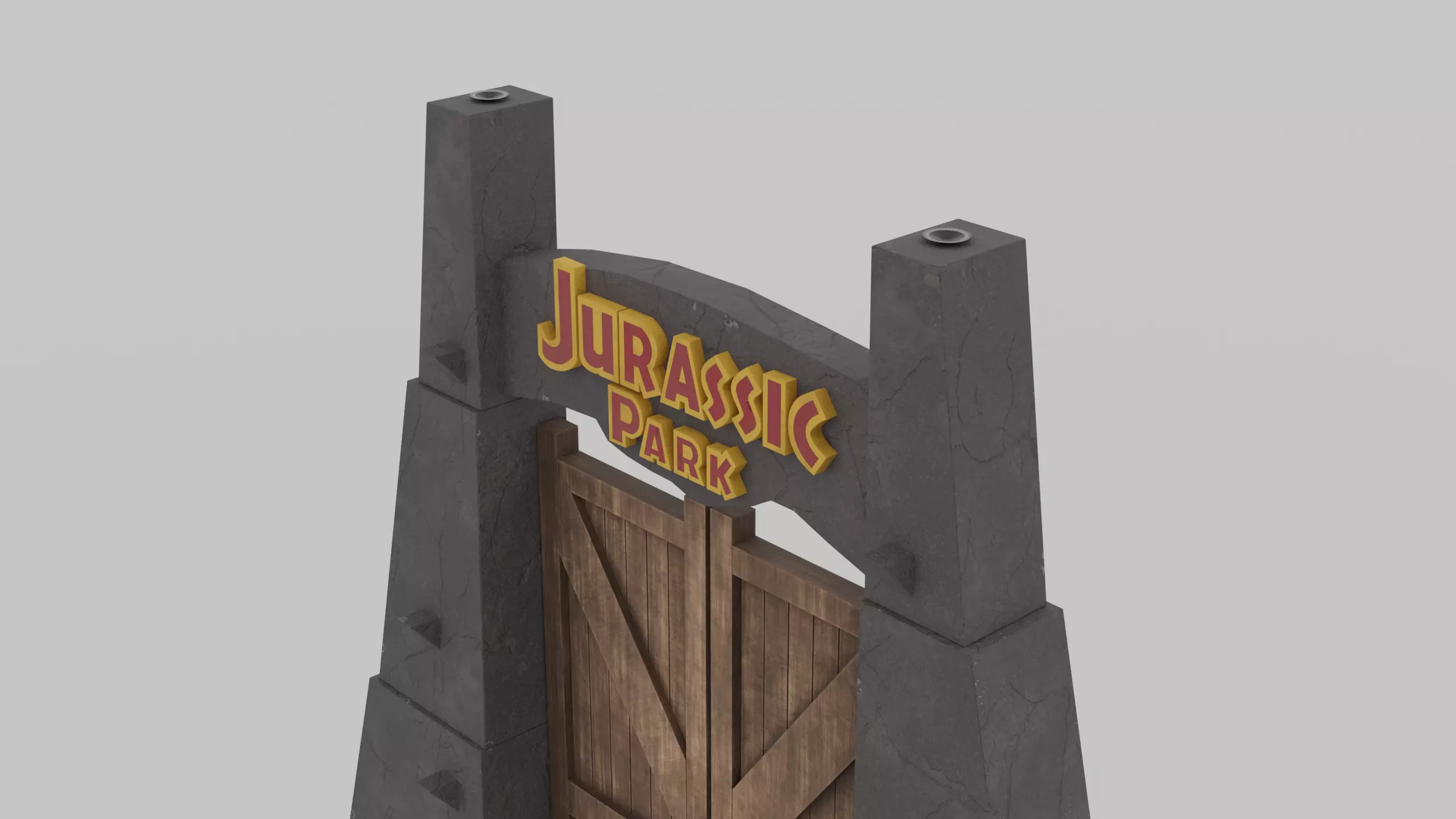 Jurassic Themed - Main Gate Low-poly 3D model_4