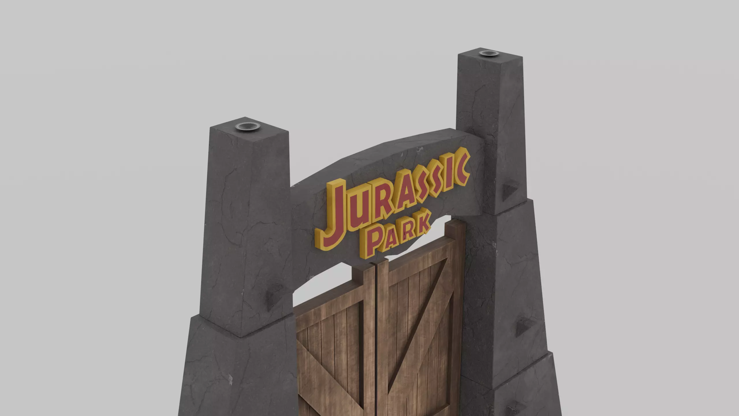 Jurassic Themed - Main Gate Low-poly 3D model_5