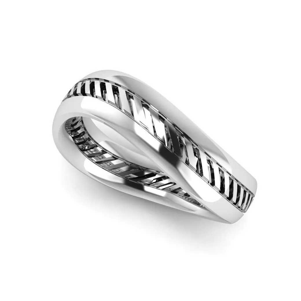 Anel facetado com curvas  3D print model_1