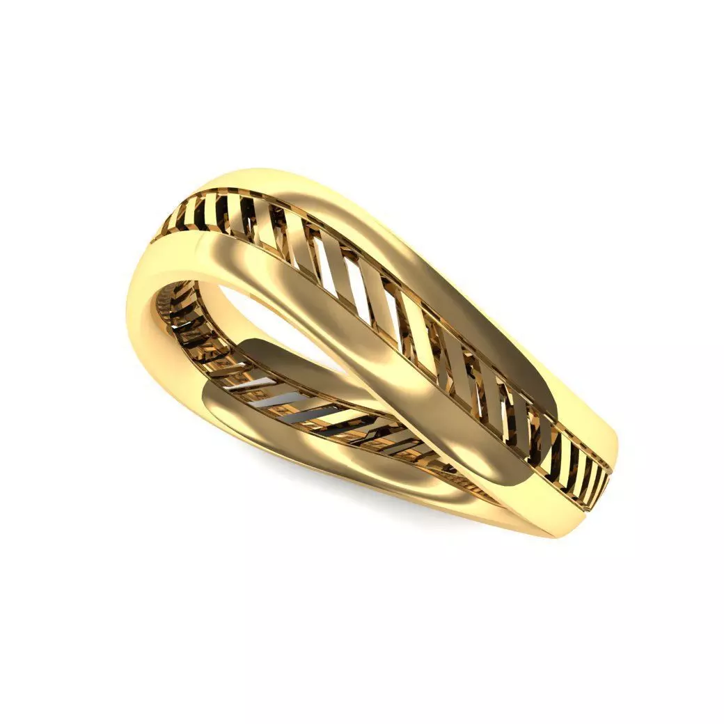 Anel facetado com curvas  3D print model_0