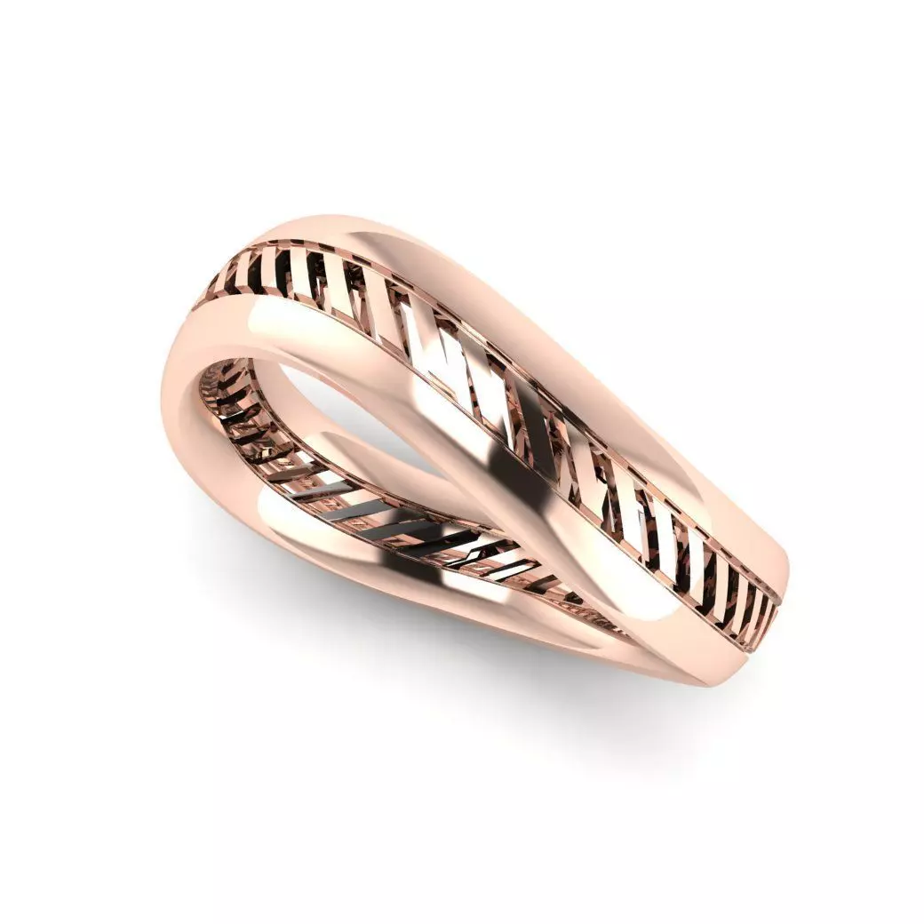 Anel facetado com curvas  3D print model_2