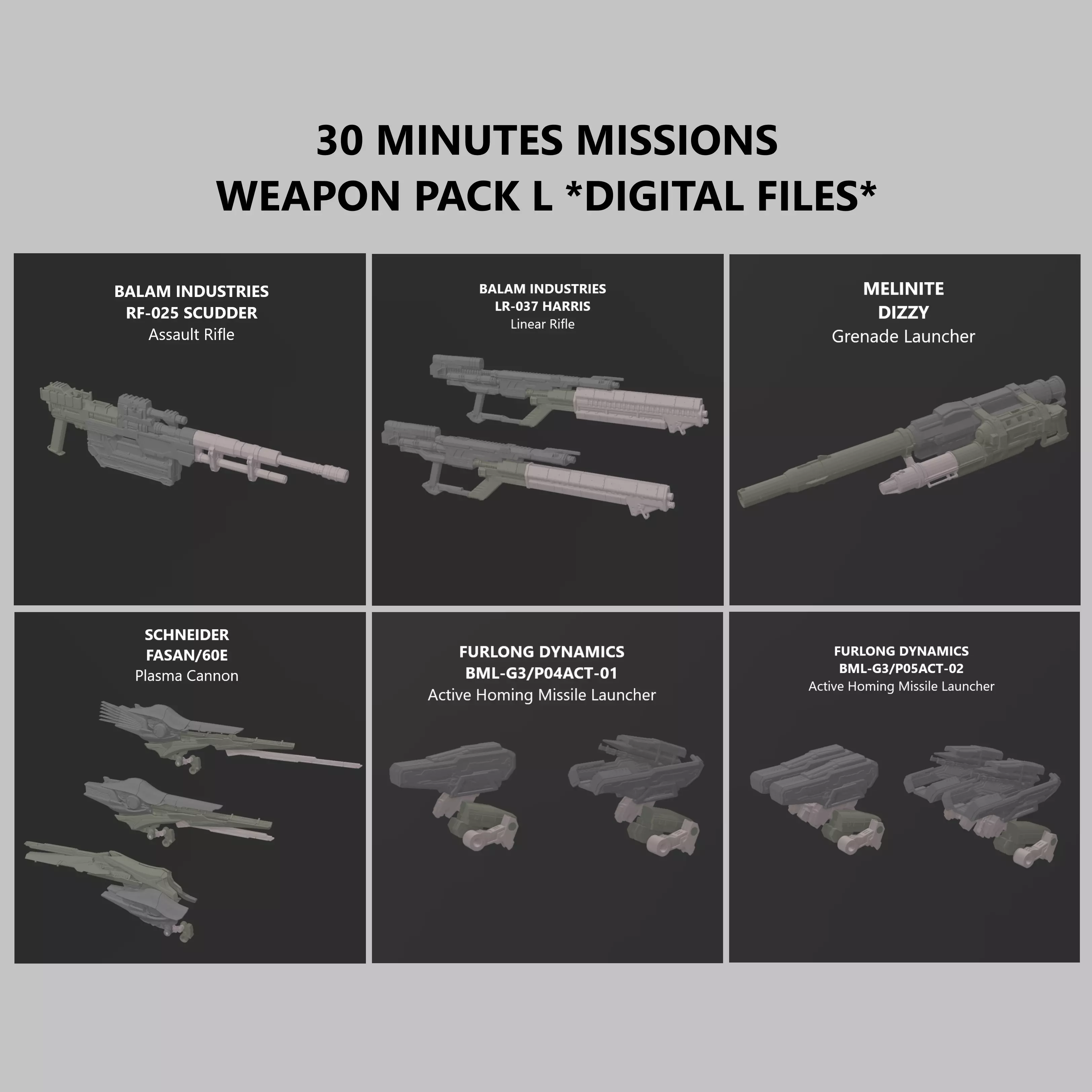 30 Minutes Missions Weapon Pack L Armored Core 6 3D print model