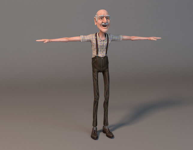 Old man Low-poly 3D model