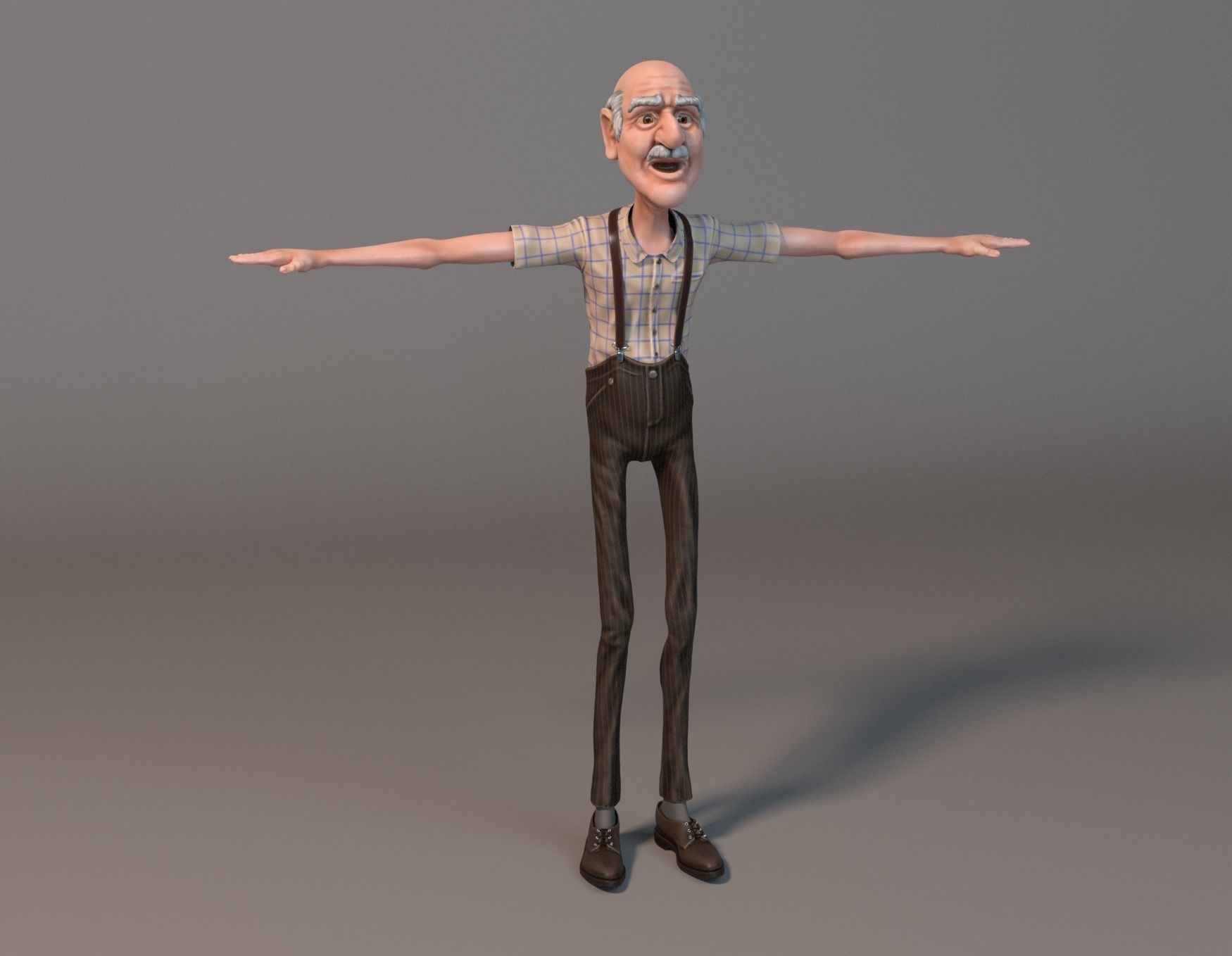 Old man Low-poly 3D model_0