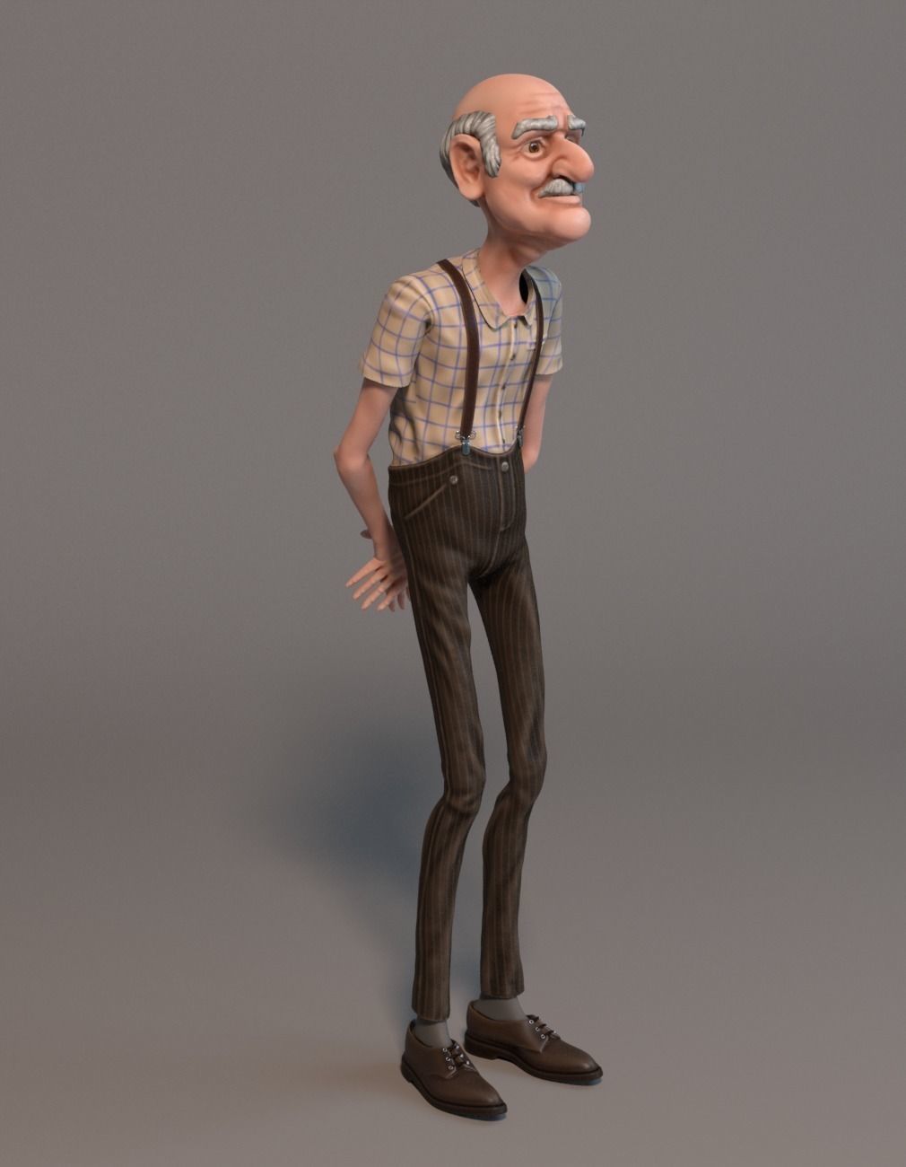 Old man Low-poly 3D model_3