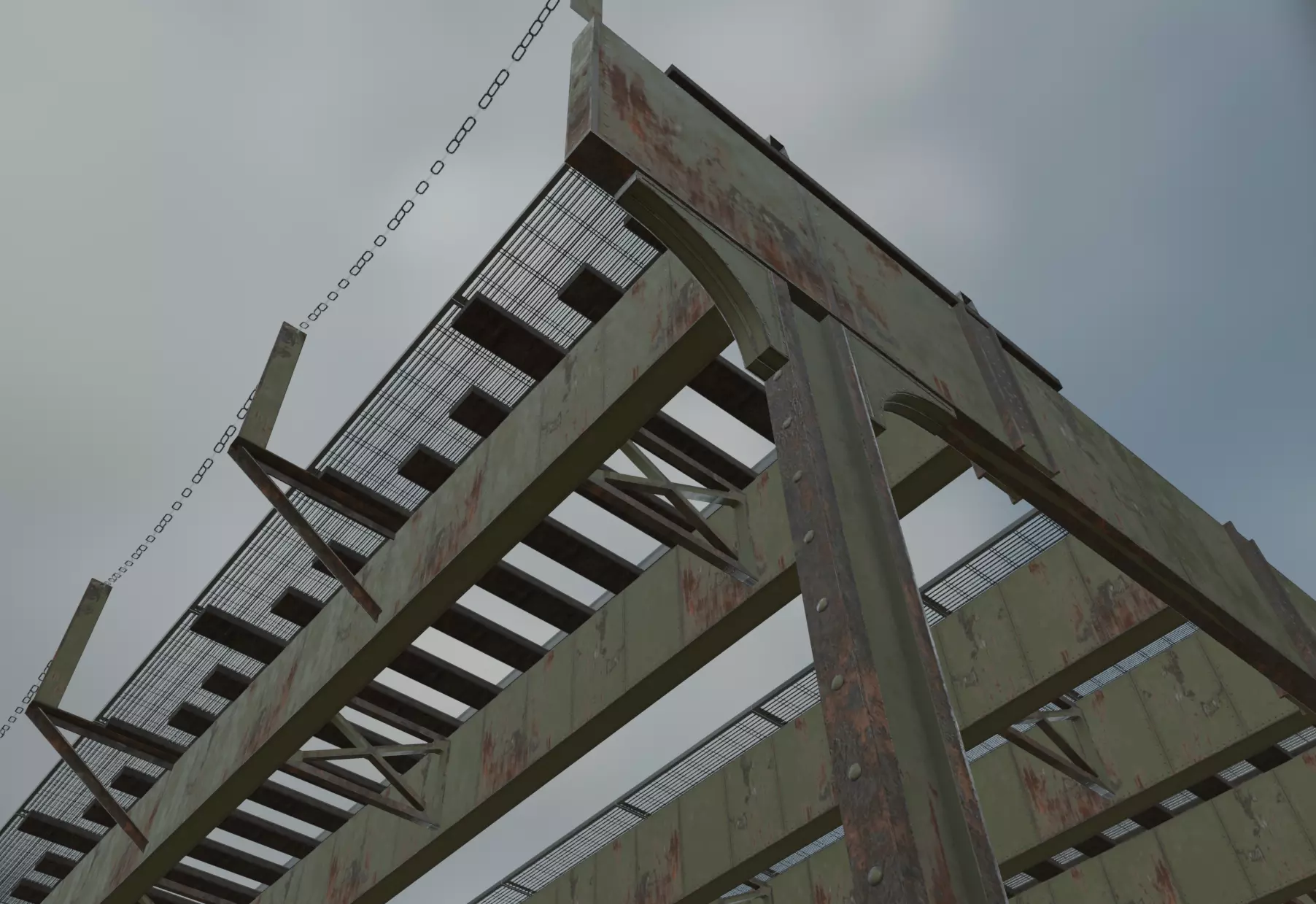 Elevated Train Tracks Low-poly 3D model_1