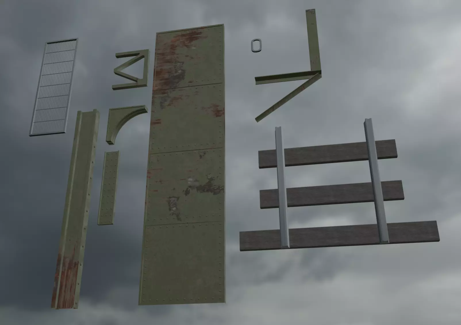 Elevated Train Tracks Low-poly 3D model_4