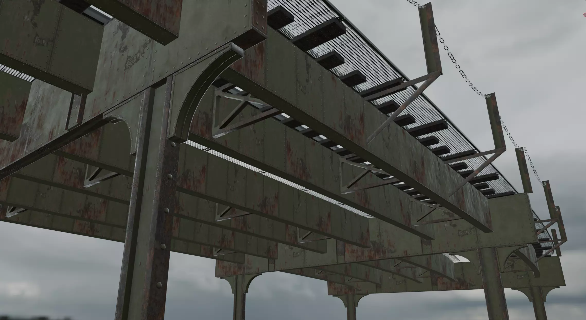 Elevated Train Tracks Low-poly 3D model_0