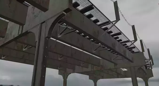Elevated Train Tracks Low-poly 3D model