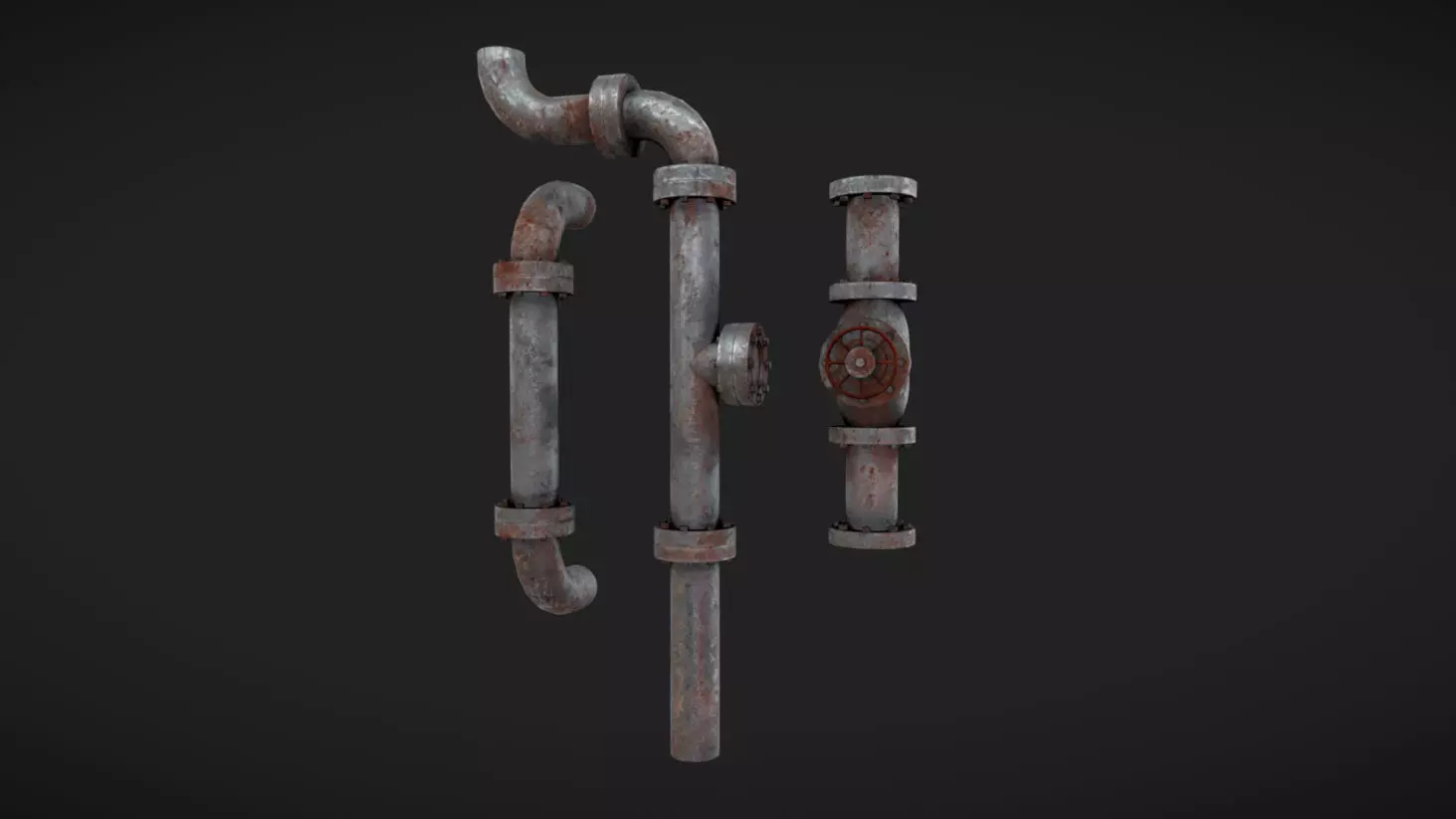 Rusty Pipes Low-poly 3D model