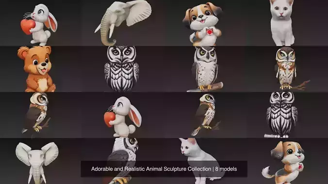 Adorable and Realistic Animal Sculpture Collection