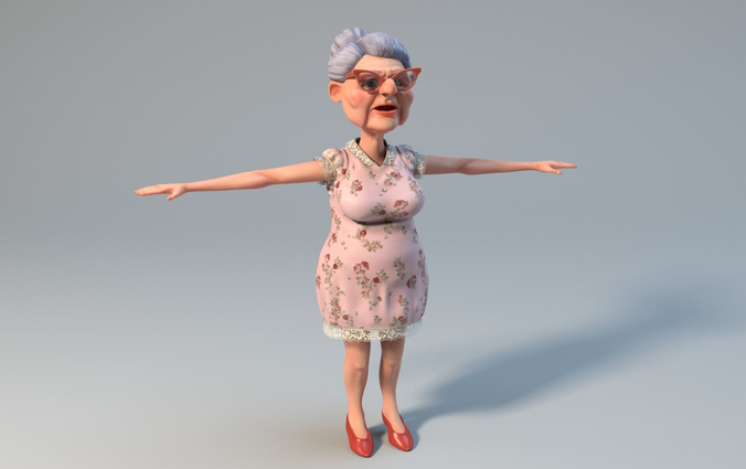 Lovely Old Woman Low-poly 3D model